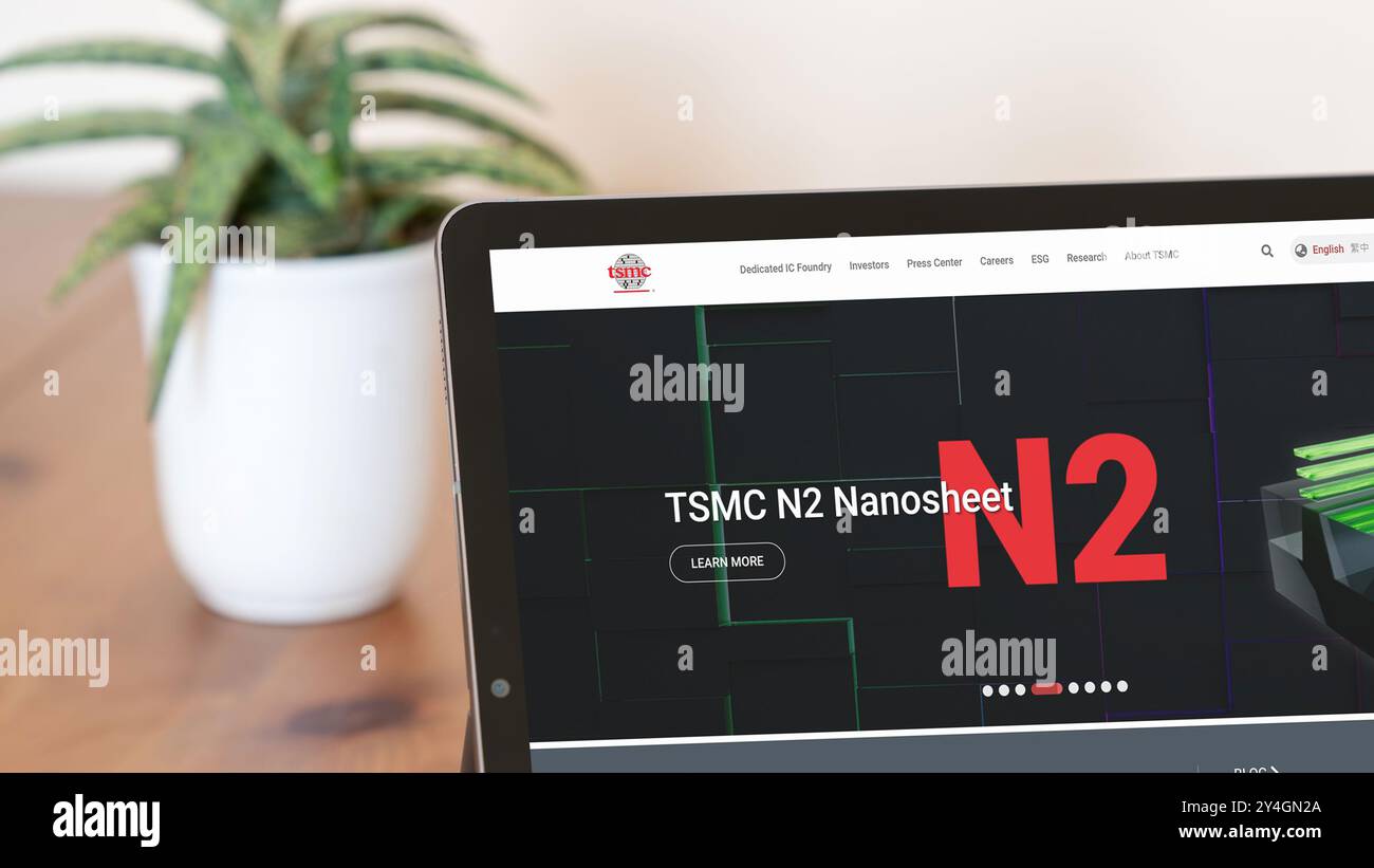 Istanbul, Turkey - 5 Sep 2024: TSMC web site on a tablet screen. TSMC ...