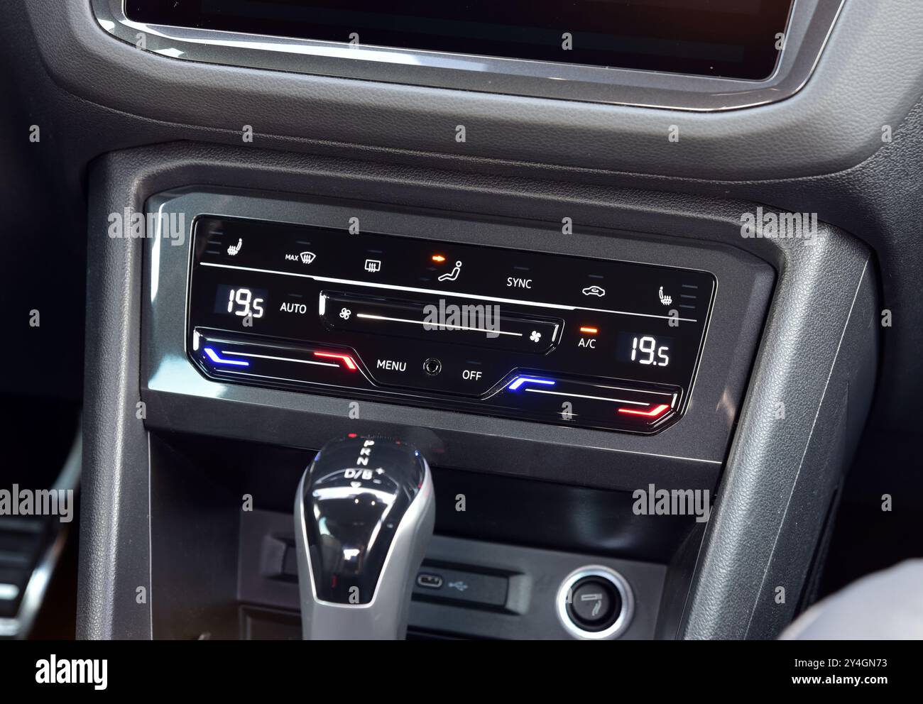 Automatic Car Air Conditioner with display Stock Photo