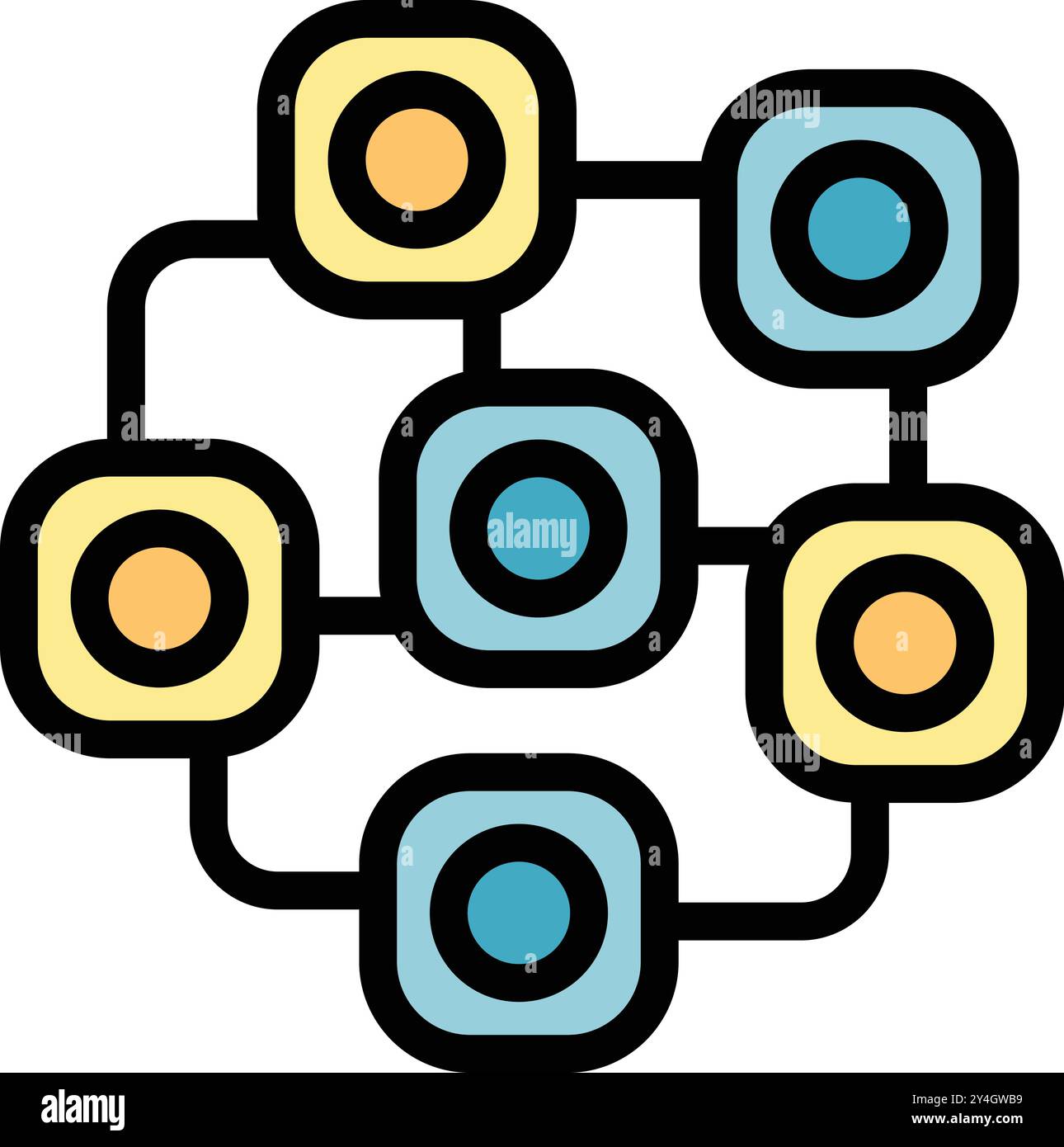 Network system is connecting multiple data blocks, creating a secure and efficient data transfer process Stock Vector