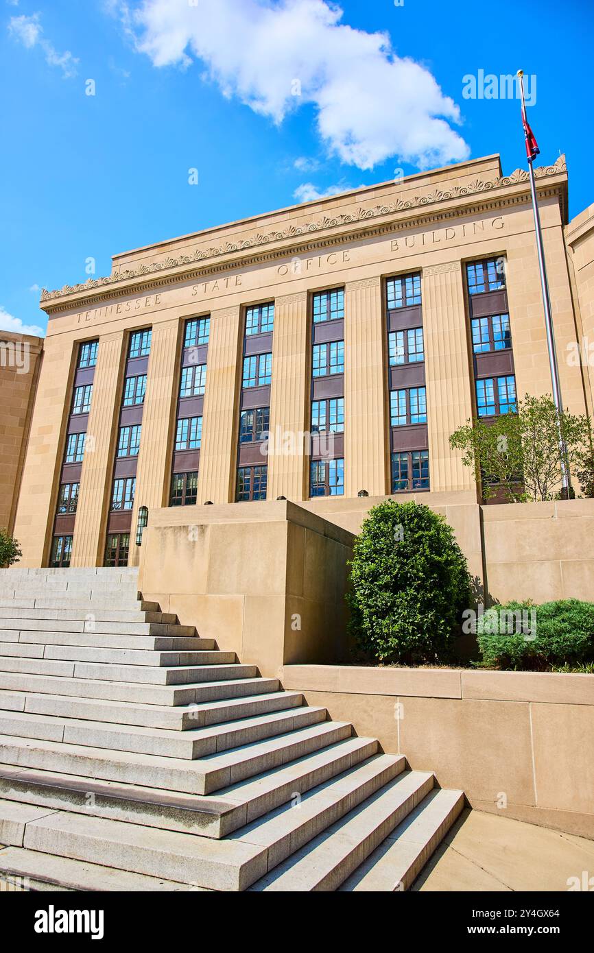 Tennessee State Office Building Facade with Columns Low Angle View Stock Photo