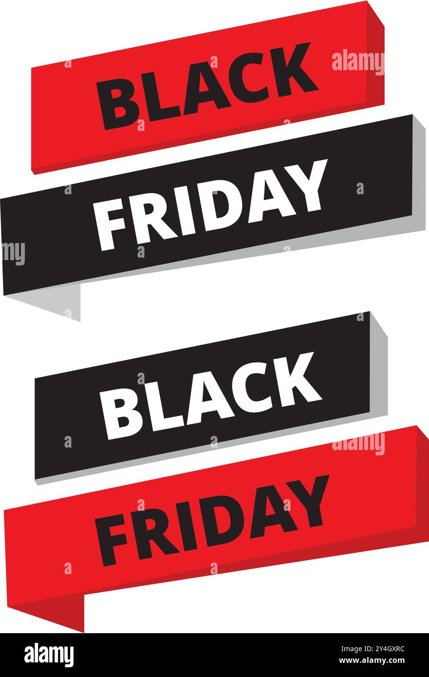 Black friday banners on a white background with copy space Stock Vector