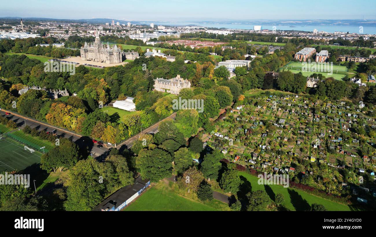 Aerial view of Fettes College, Craigleith area, Edinburgh, Scotland . Stock Photo