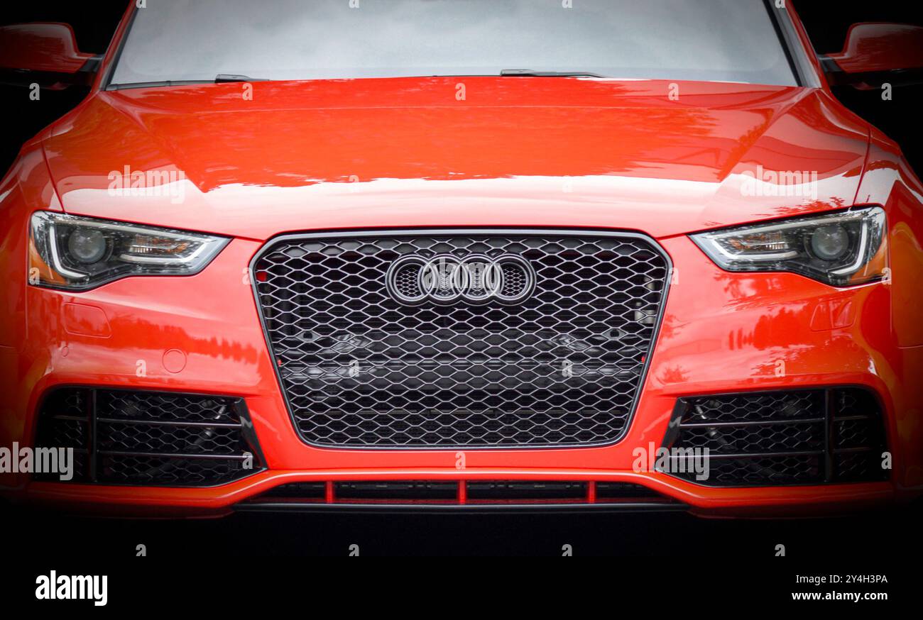 Front of a red Audi Stock Photo