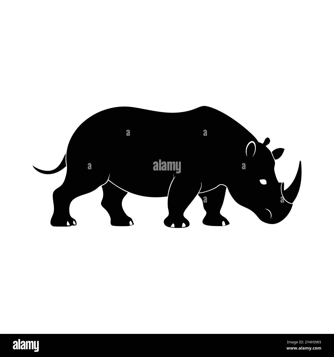 wildlife hippo and rhino silhouette illustrations. Stock Vector