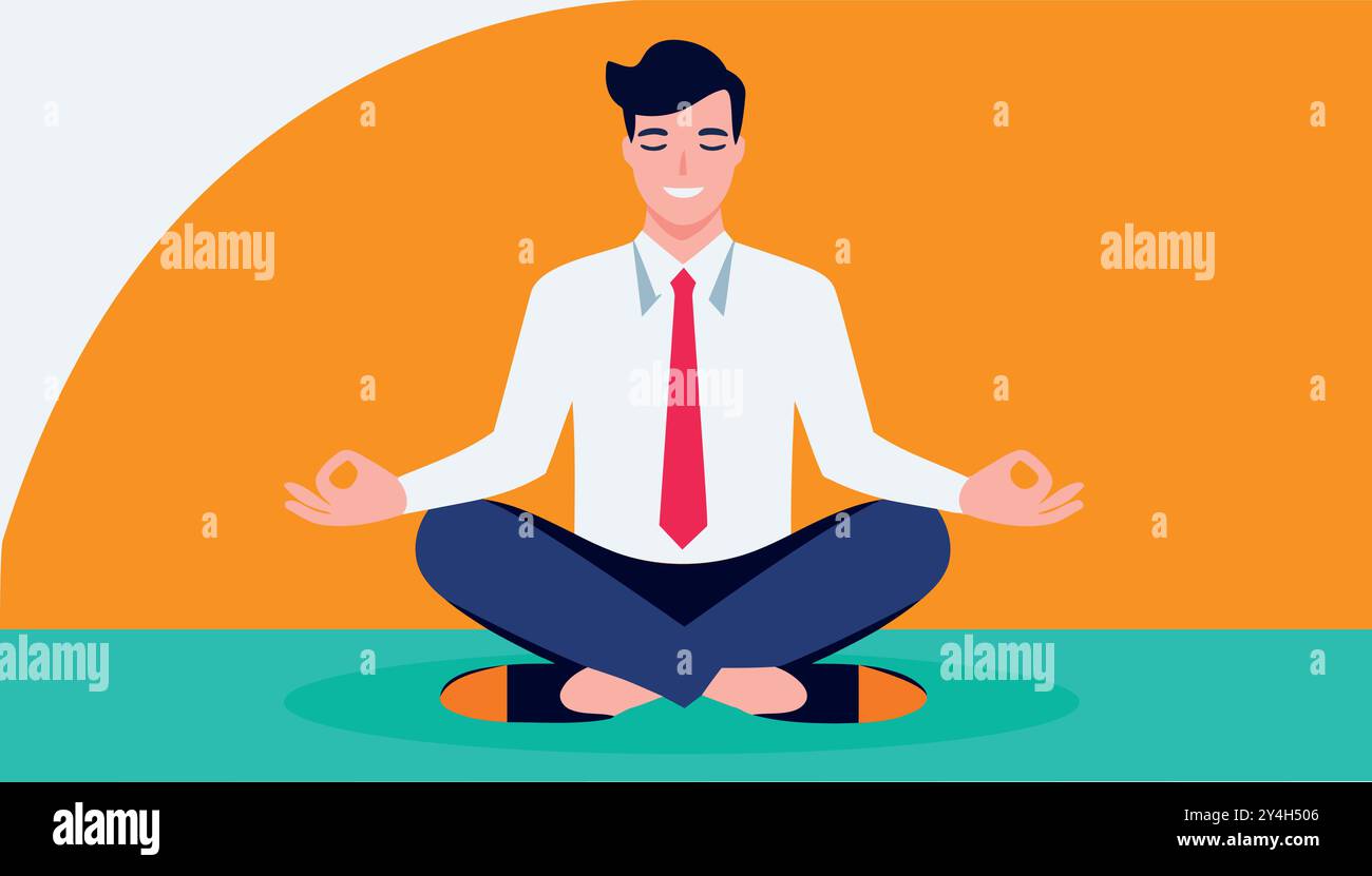 Man meditating cross legged Stock Vector Images - Alamy