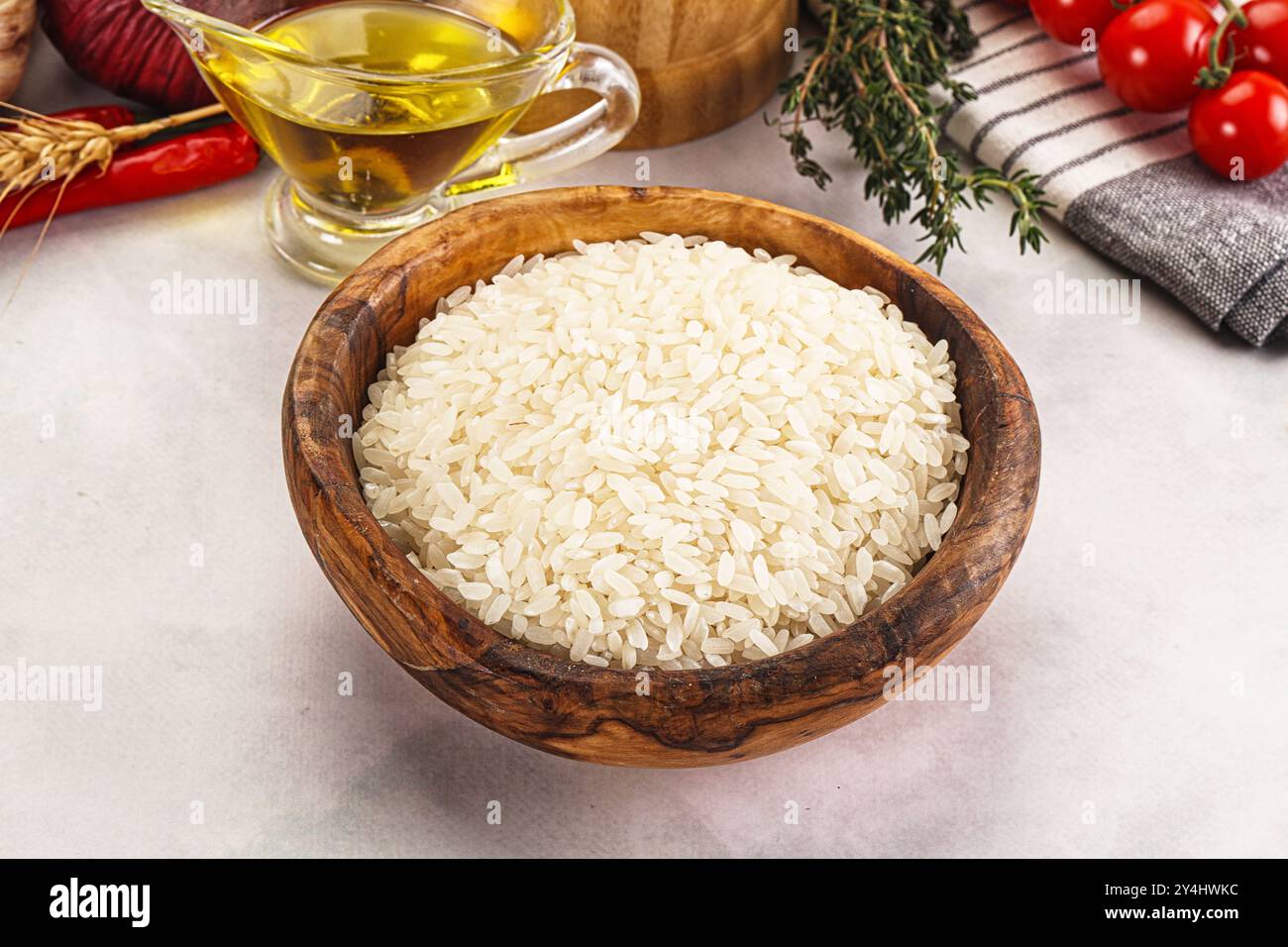 Dry raw Arborio rice for risotto Stock Photo - Alamy
