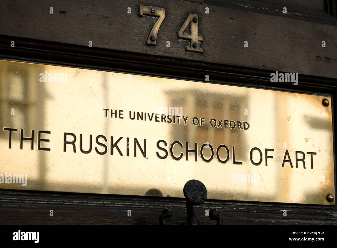 Around  the University city of Oxford, capital of Oforshire UK Ruskin school of art brass plaque Stock Photo