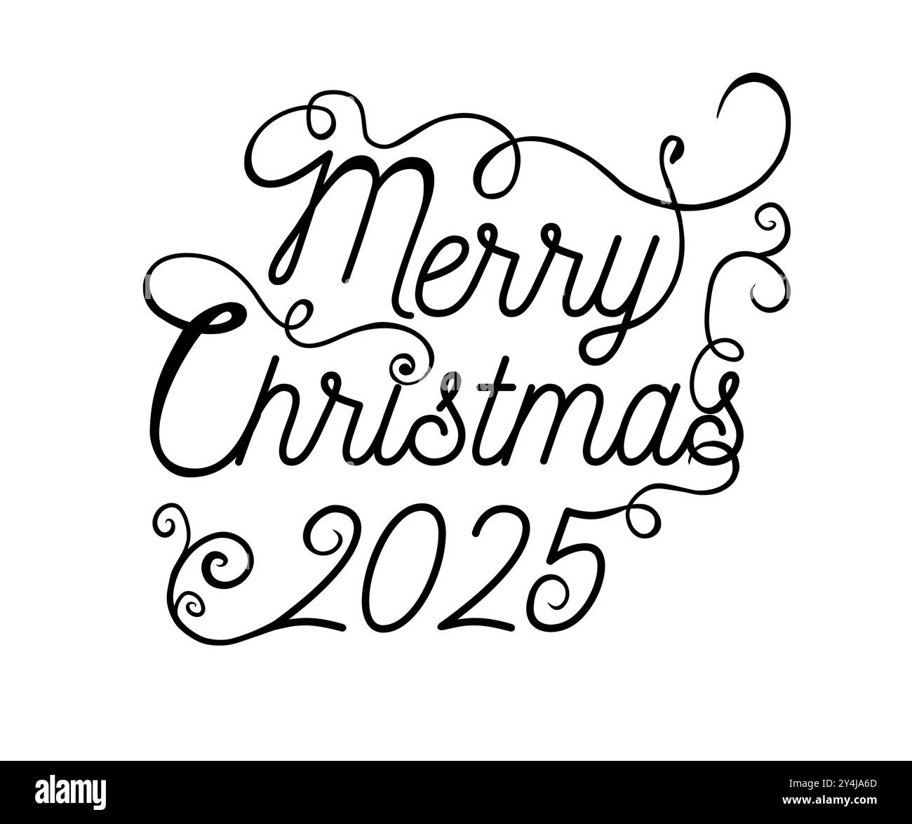 Merry Christmas Text 2025, Merry Christmas Background vector, Christmas greeting Card, hand