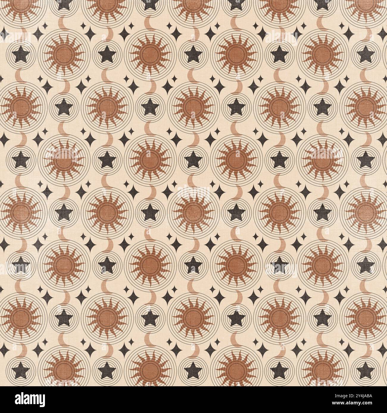 Sun Moon And Stars Bohemian Celestial Pattern Stock Photo - Alamy