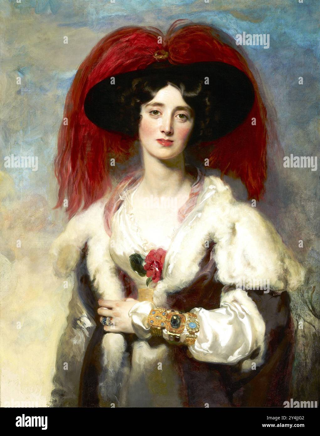 Julia Peel, wife of the politician Sir Robert Peel. The Portrait of Julia, Lady Peel, Painting by Thomas Lawrence Stock Photo