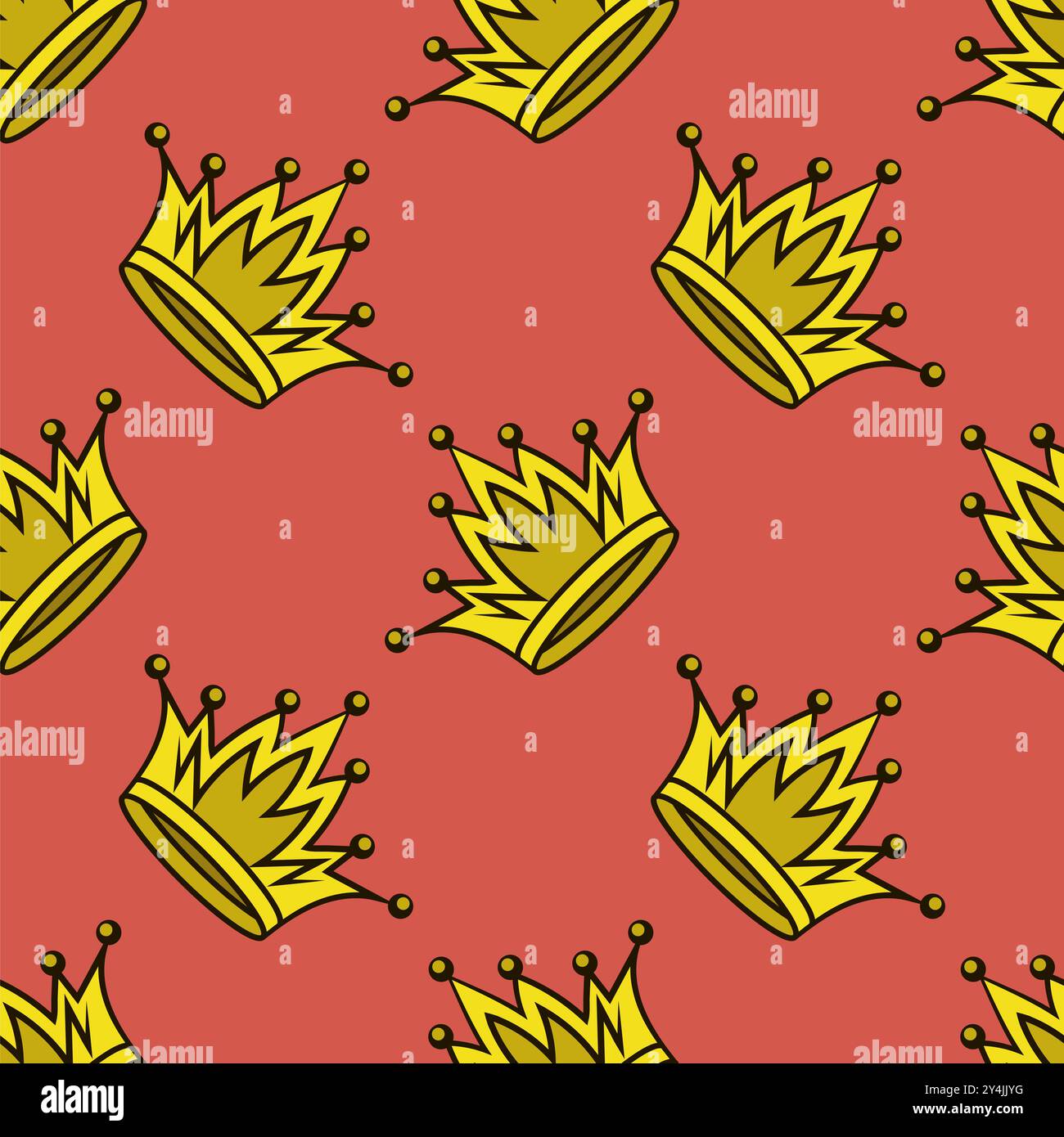 gold crown icon seamless pattern. Simple crowning, queen or king yellow ...