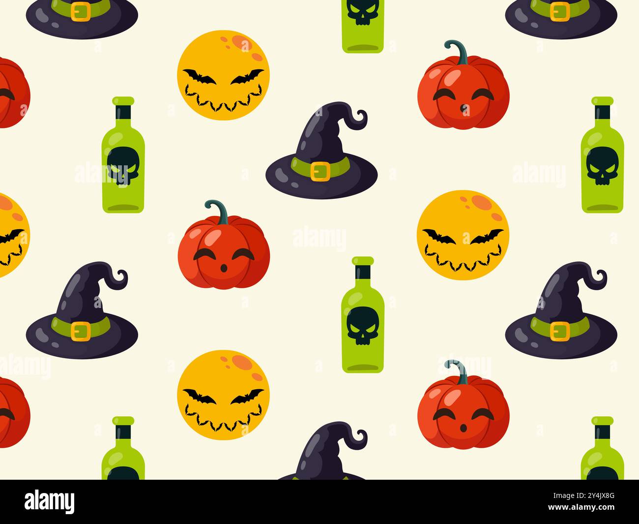 Seamless pattern halloween elements. Vector illustration. Stock Vector