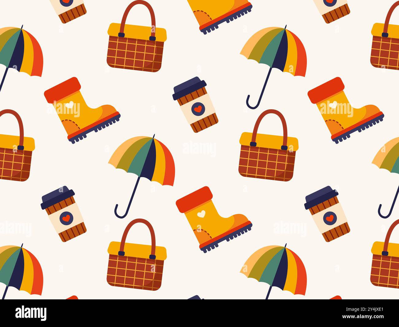 Seamless pattern autumn elements. Vector illustration. Stock Vector