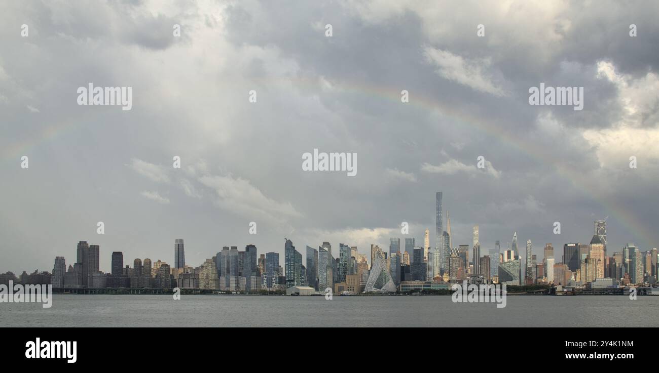 rainbow over the west side of manhattan new york city skyline ...