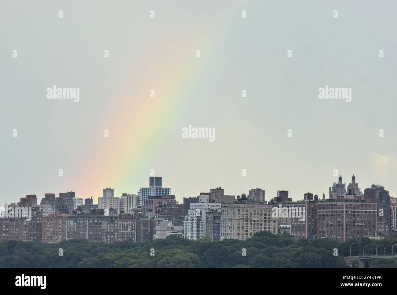 rainbow over the west side of manhattan new york city skyline ...