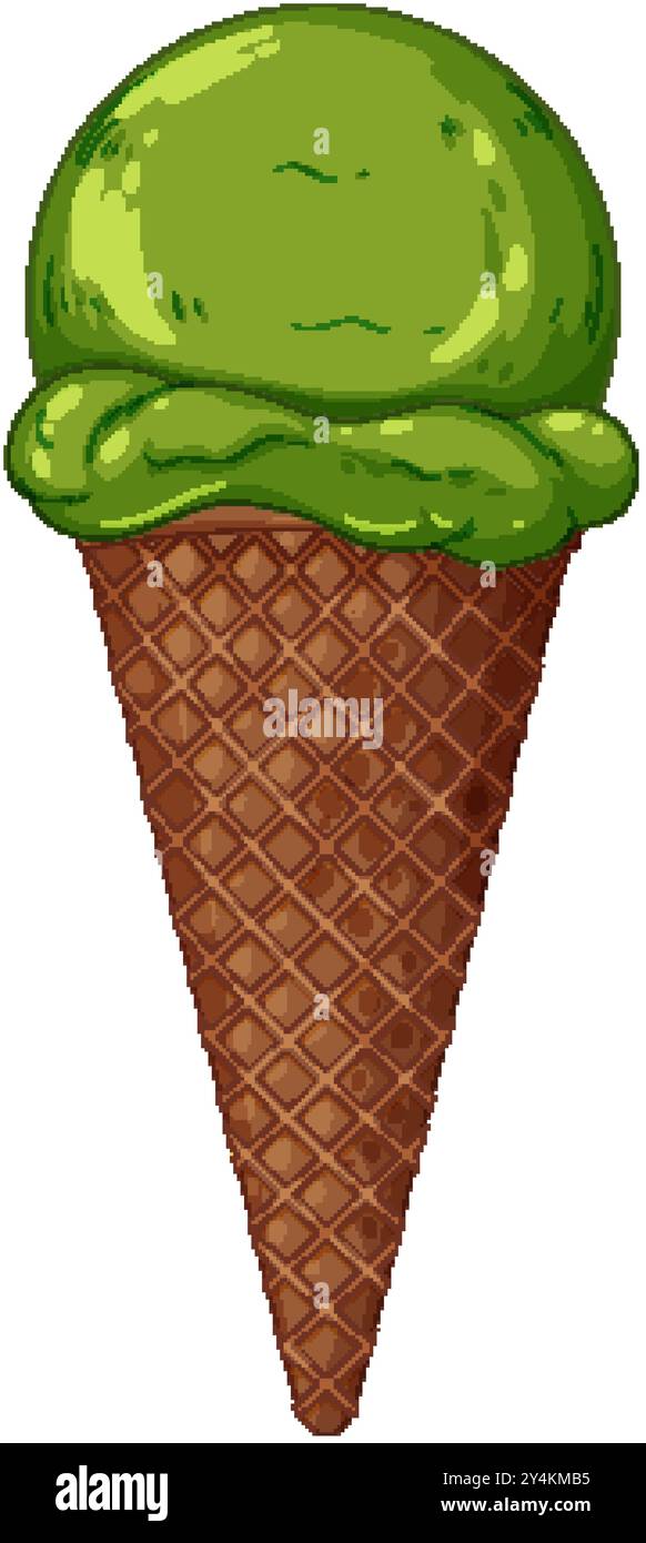 Green ice cream scoop on a waffle cone Stock Vector Image & Art - Alamy