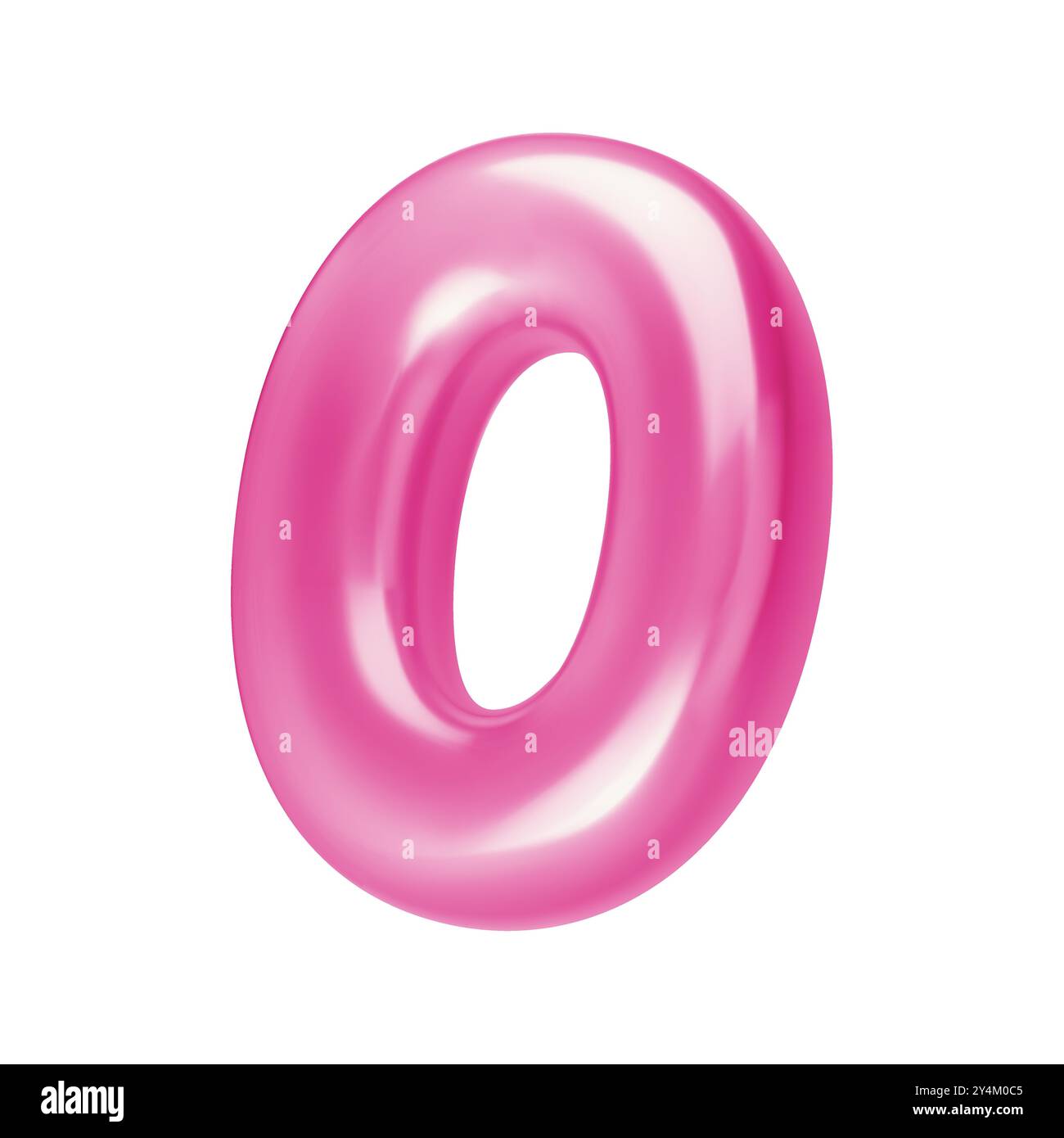 Number pink 0. Foil and chrome balloon number zero in 3d style ...