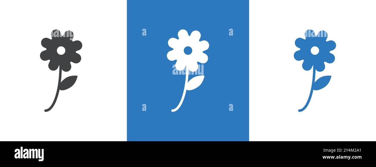 Flower icon outline collection in black and on white background Stock ...