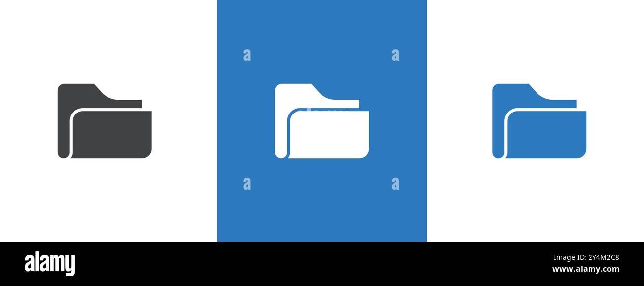 Folder icon outline collection in black and on white background Stock ...