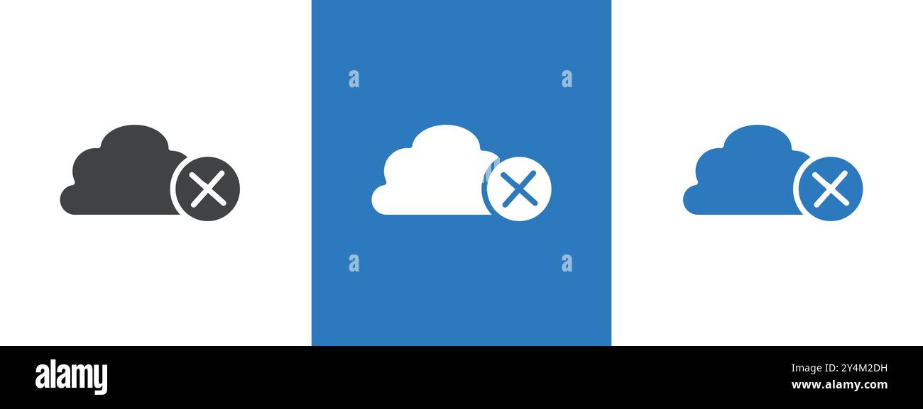 cloud sync disable icon outline collection in black and on white background Stock Vector
