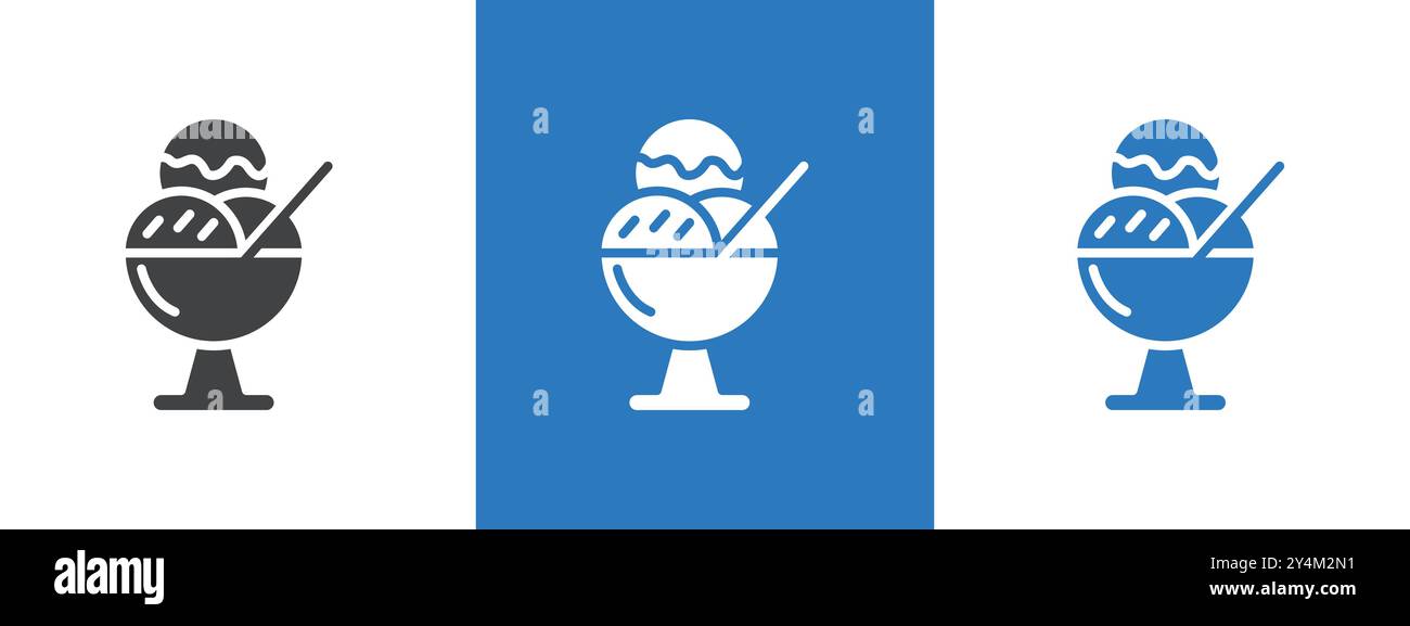 gelato ice-cream icon outline collection in black and on white ...