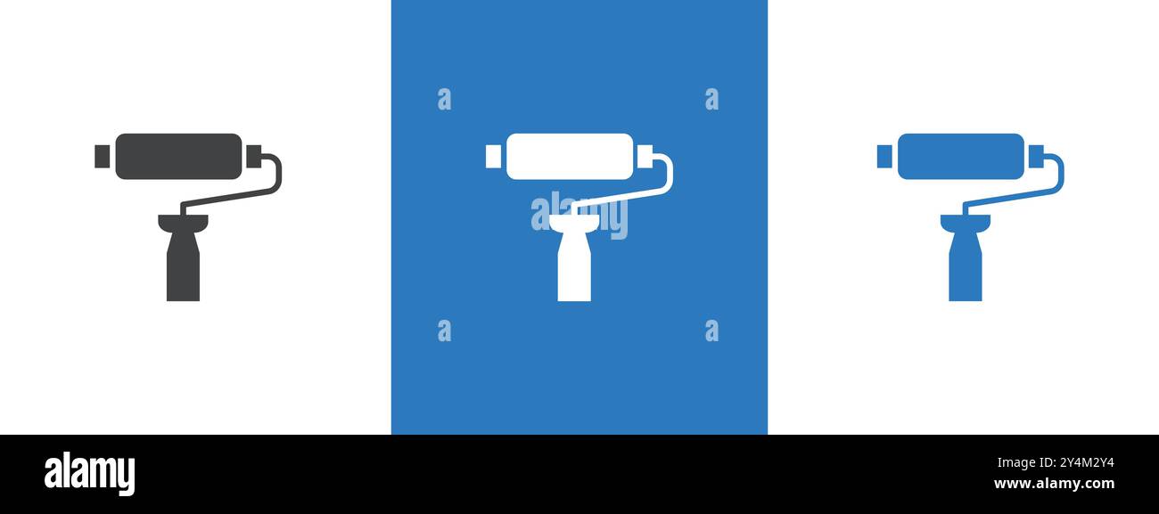 paint roller icon outline collection in black and on white background ...
