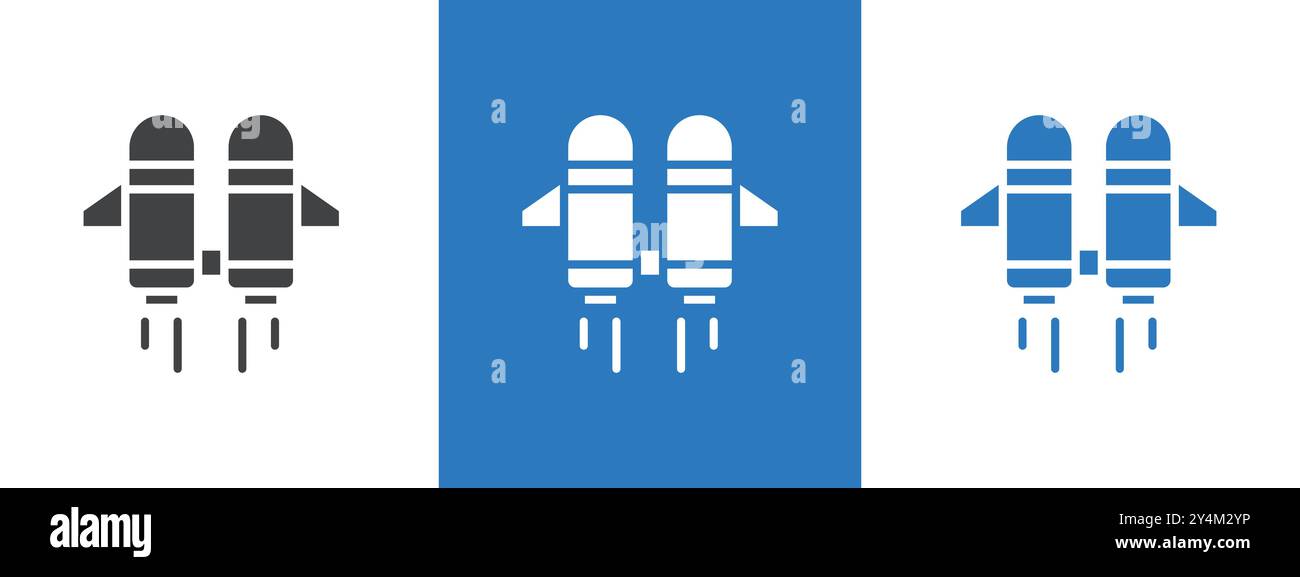 Jet pack icon outline collection in black and on white background Stock ...