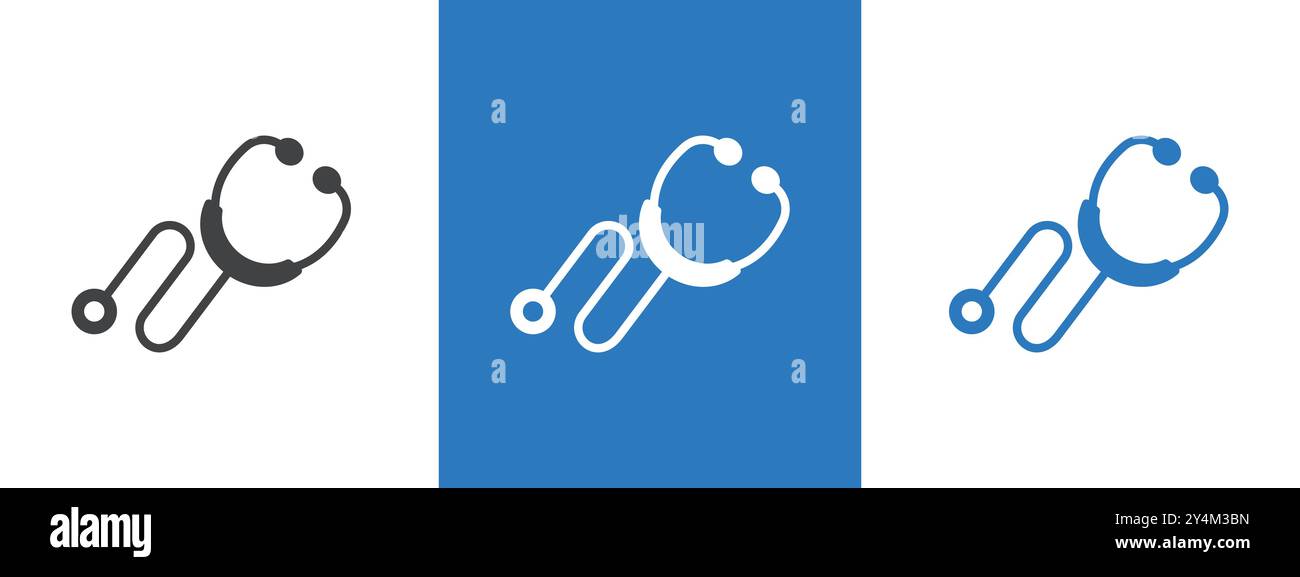 stethoscope icon outline collection in black and on white background ...