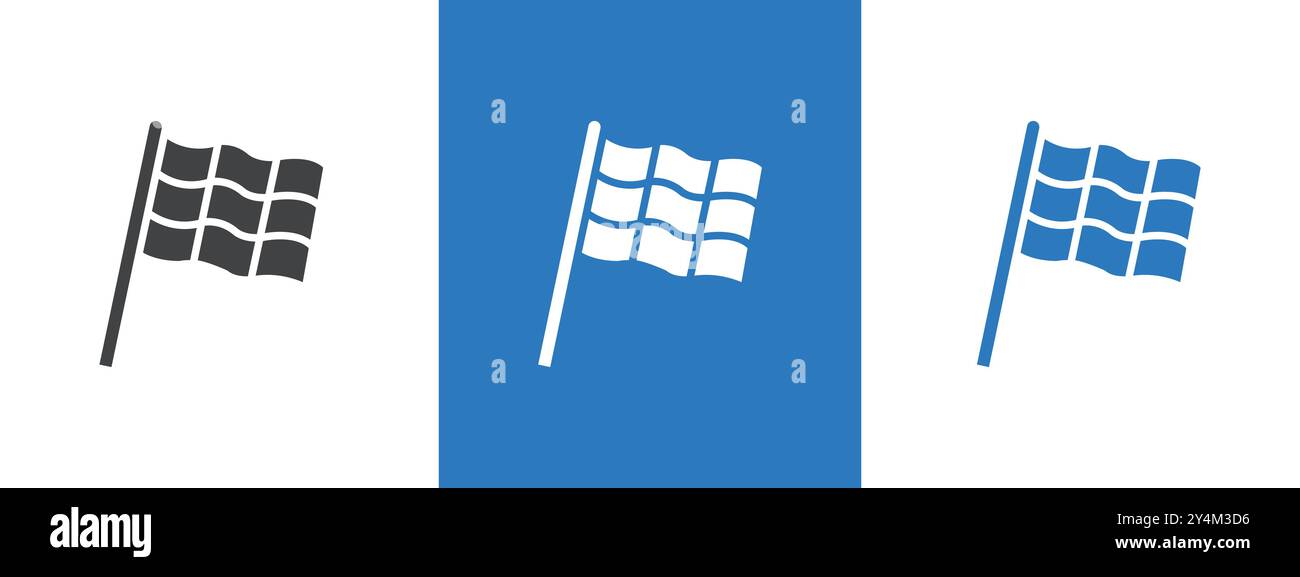 Racing flag icon outline collection in black and on white background ...