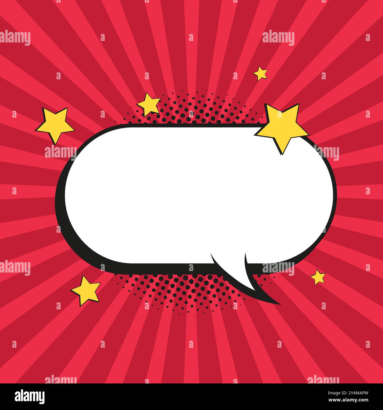 Classic and vintage colorful retro comic speech bubble on halftone red ...