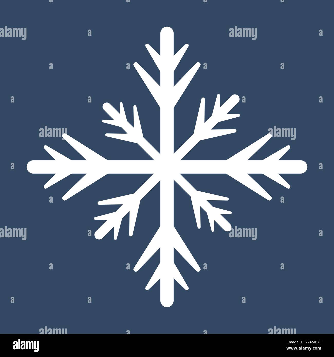 A white star snowflake for sping and winter concept.  snowflake on isolated dark blue background Stock Vector