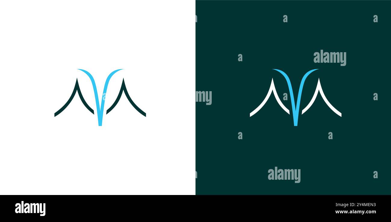 Modern and Unique VM  logo design Stock Vector