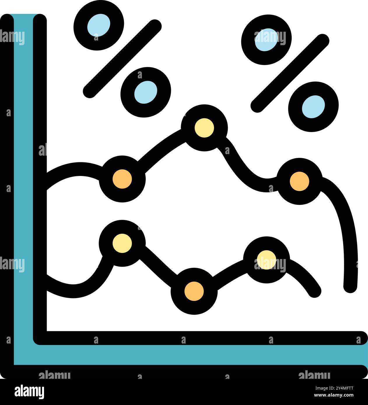 Line chart showing market fluctuation with percentage sign icon Stock ...