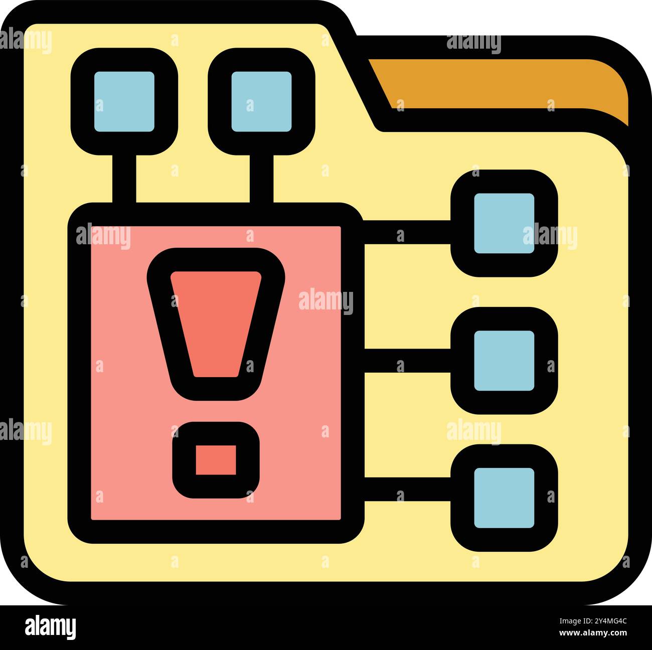 Data folder is showing warning message for system error, programming language icon Stock Vector