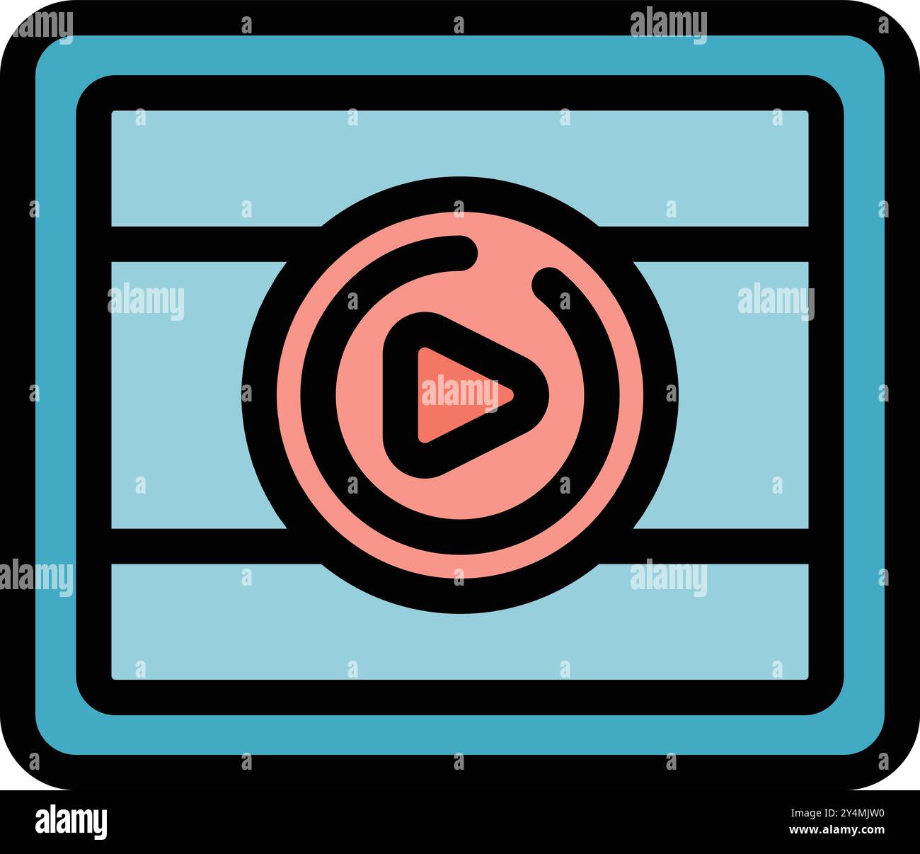 Simple video player interface is displaying, ready to play digital content Stock Vector