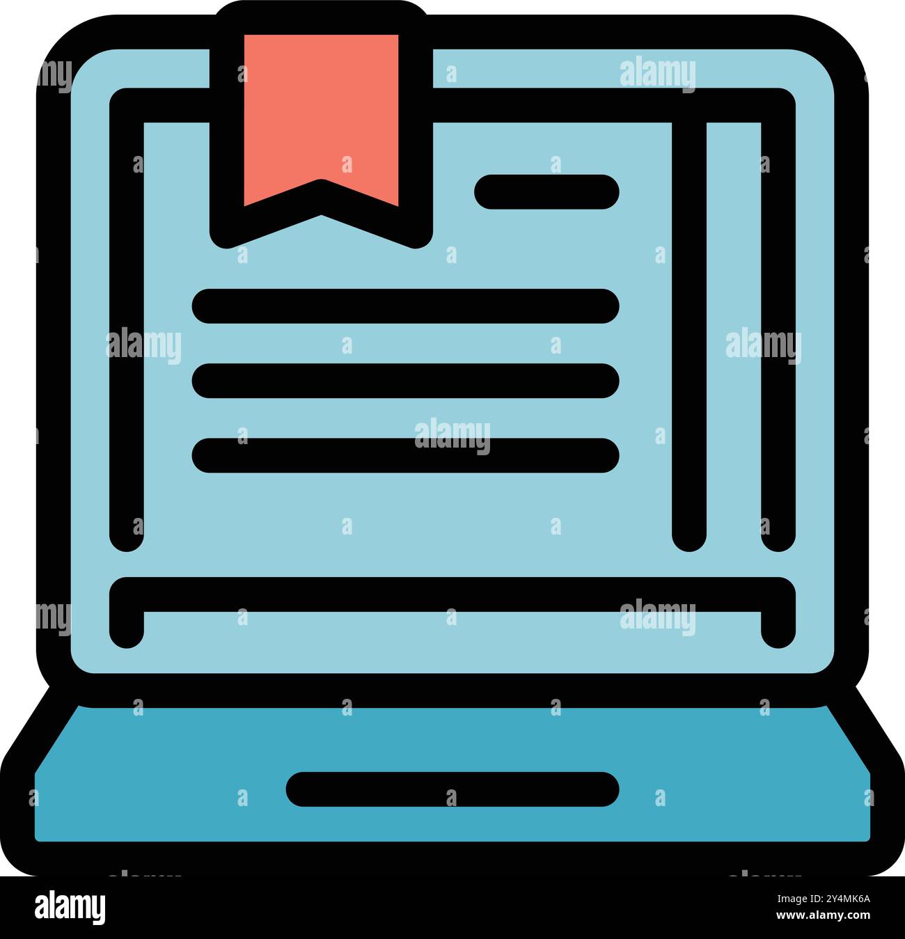 Laptop displaying a bookmarked webpage, symbolizing efficient web browsing and information management Stock Vector