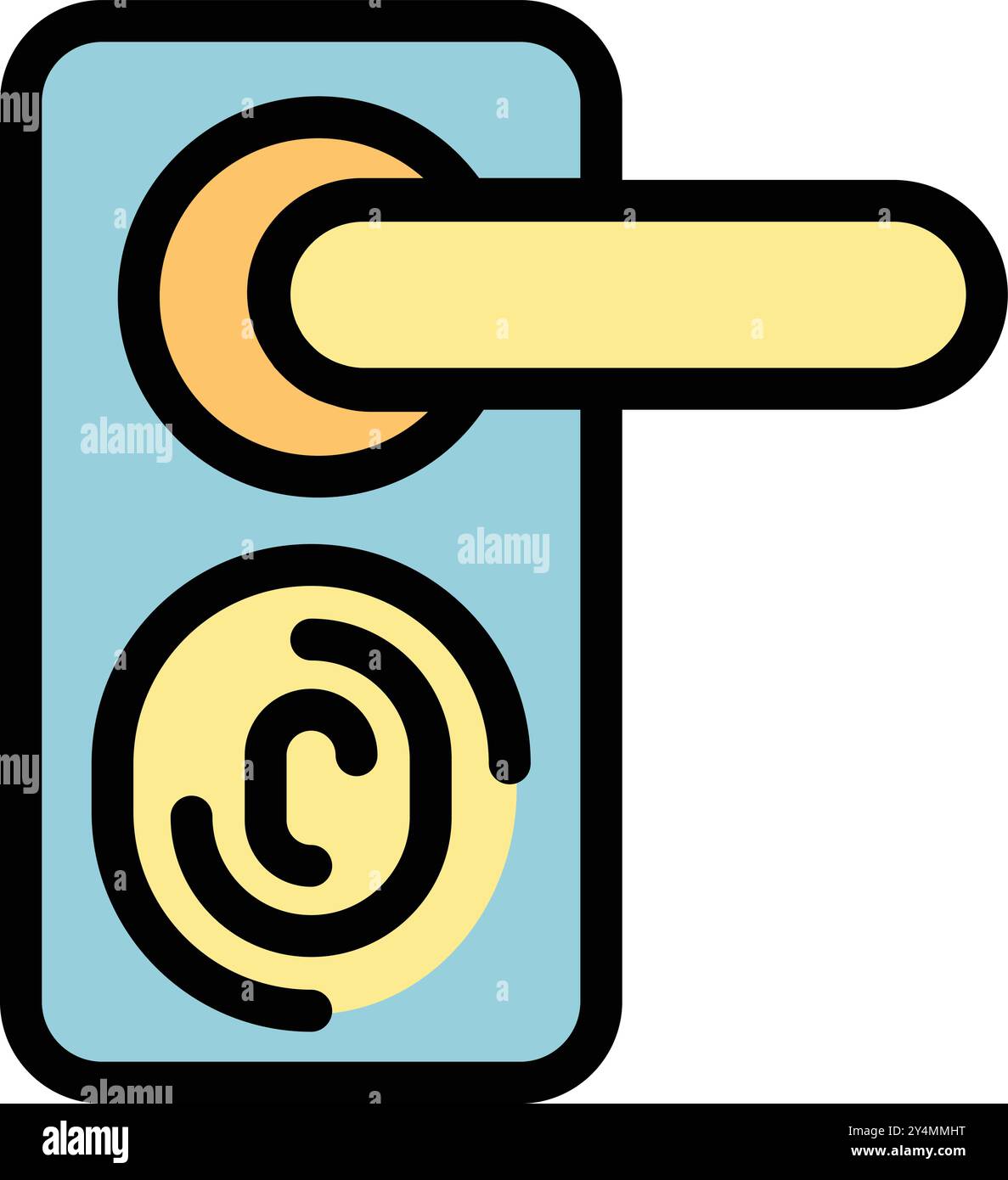 Fingerprint lock system is ensuring security and controlling access on a door Stock Vector