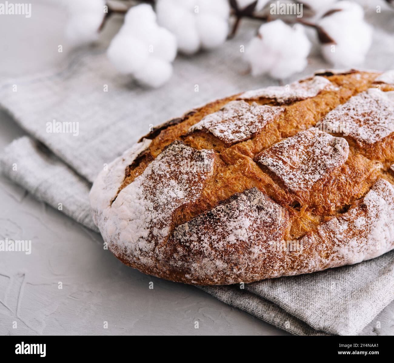 Bread rye, whole grain on a grey background Stock Photo - Alamy