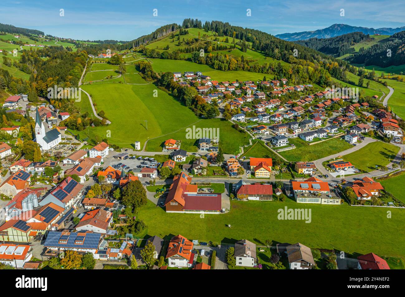 Missen Aerial view of Missen in the Swabian Upper Allgaeu in October Stock ...