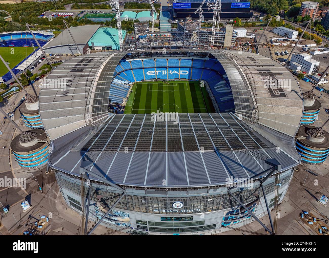 An Aerial View Of The Etihad Stadium Home Of Manchester City As 