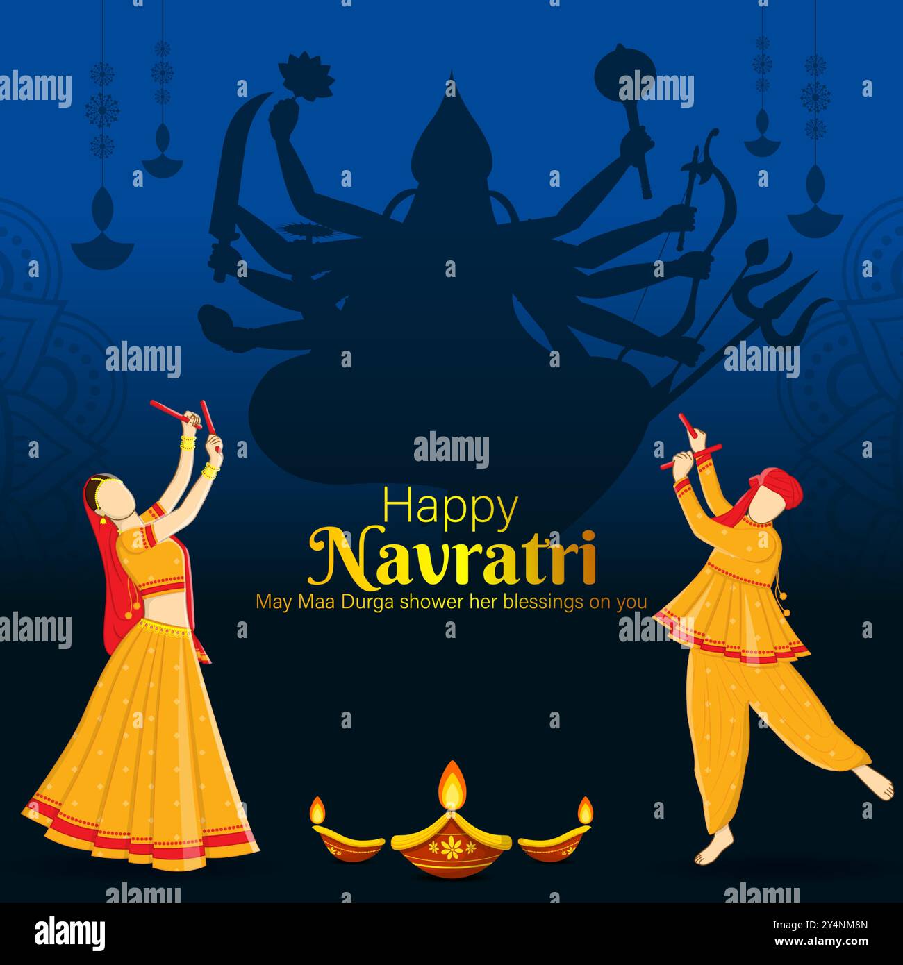 Vector illustration of Happy Navratri social media feed template Stock Vector illustration of Happy Navratri social media feed template Stock
