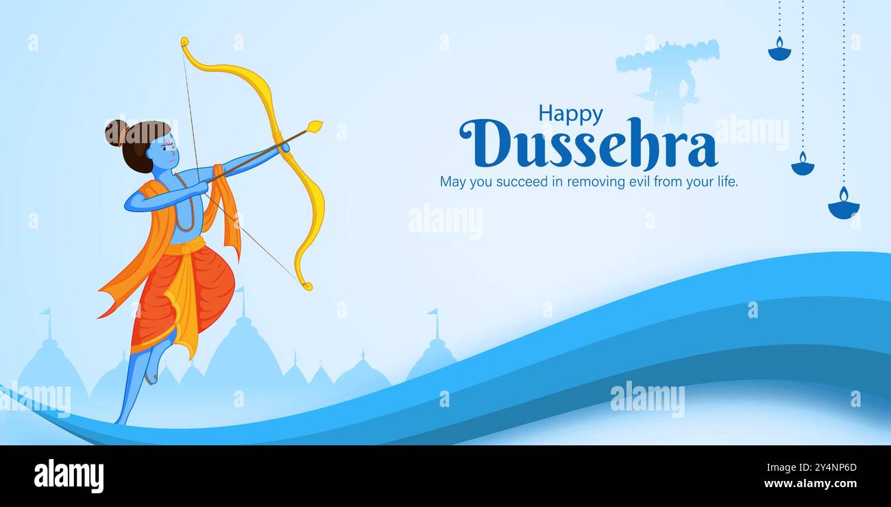 Vector illustration of Happy Dussehra social media feed template Stock ...