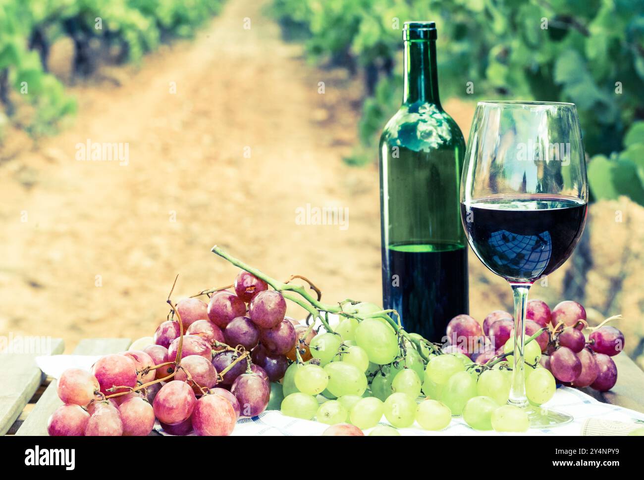 Still life with glass of red wine and grapes Stock Photo - Alamy