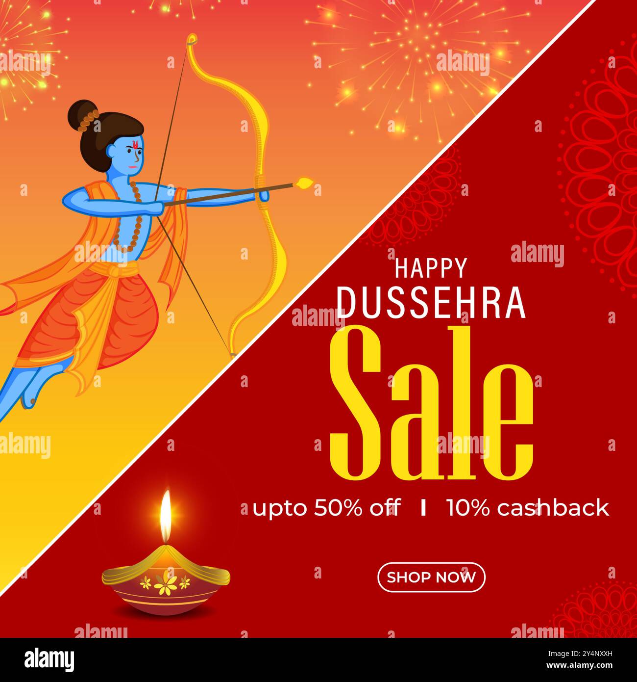 Vector illustration of Happy Dussehra Sale social media feed template ...