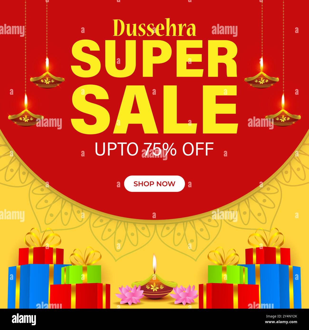 Vector illustration of Happy Dussehra Sale social media feed template ...