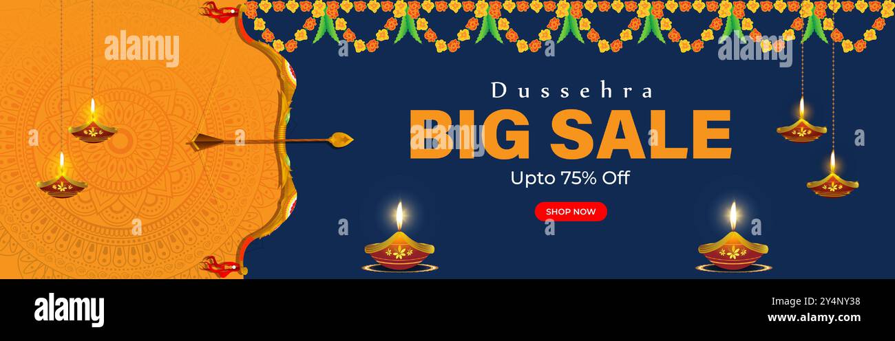 Vector illustration of Happy Dussehra Sale social media feed template ...