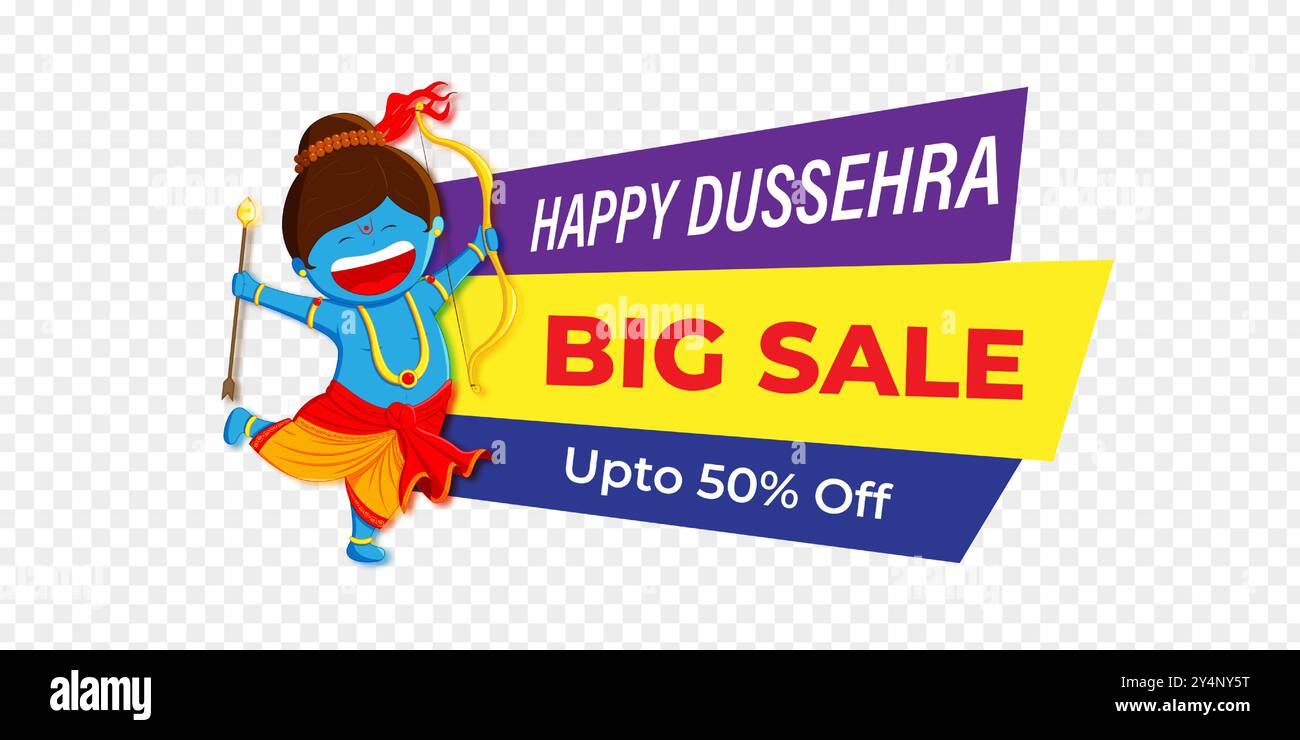 Vector illustration of Happy Dussehra Sale social media feed template ...