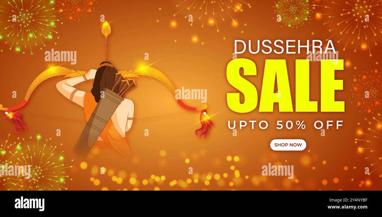 Vector illustration of Happy Dussehra Sale social media feed template ...