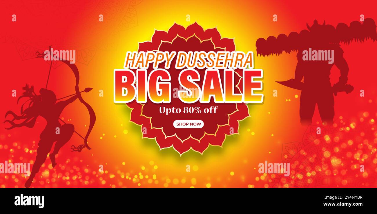 Vector illustration of Happy Dussehra Sale social media feed template ...