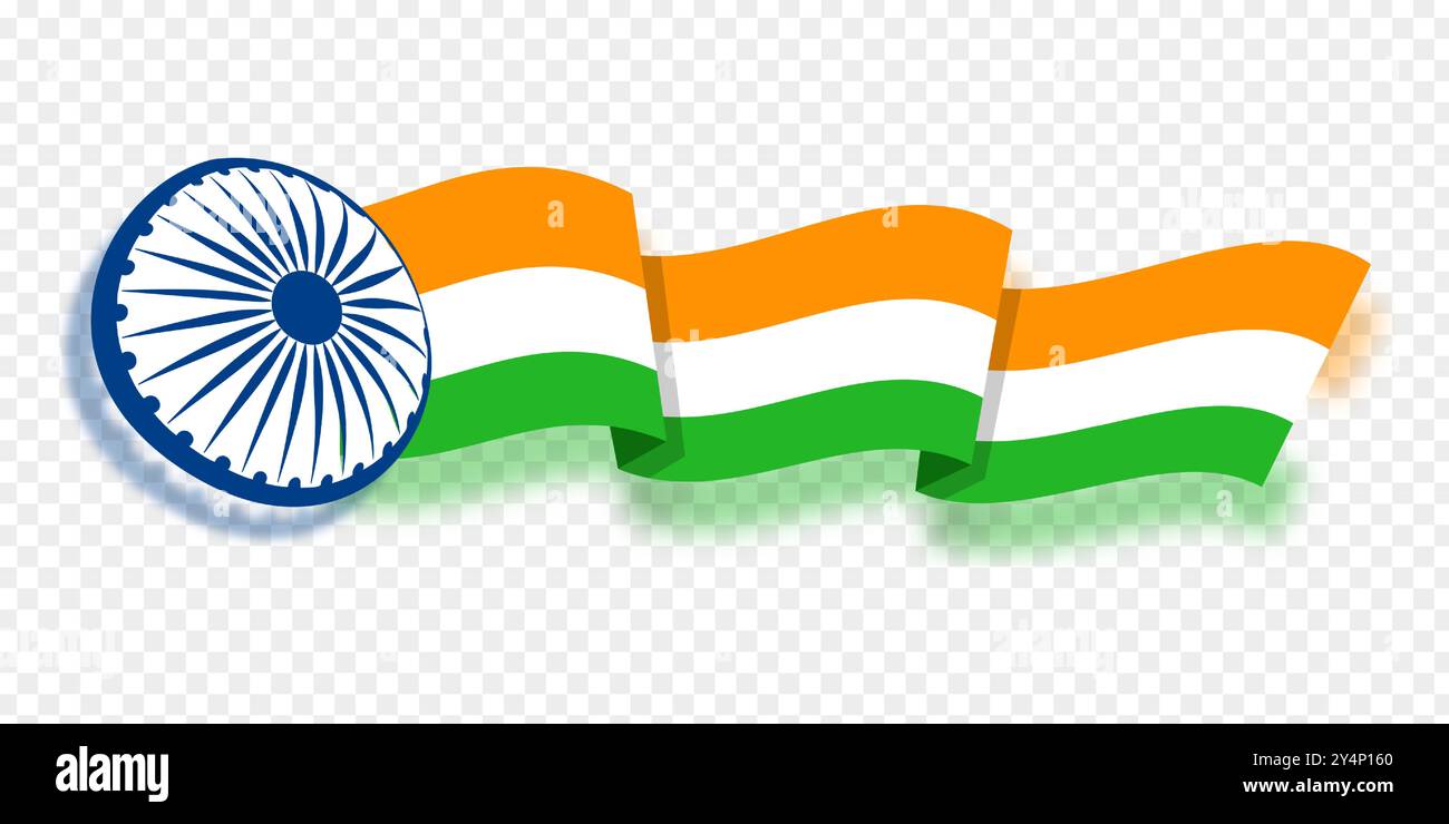 Vector illustration of wavy India flag with Ashoka Chakra on ...